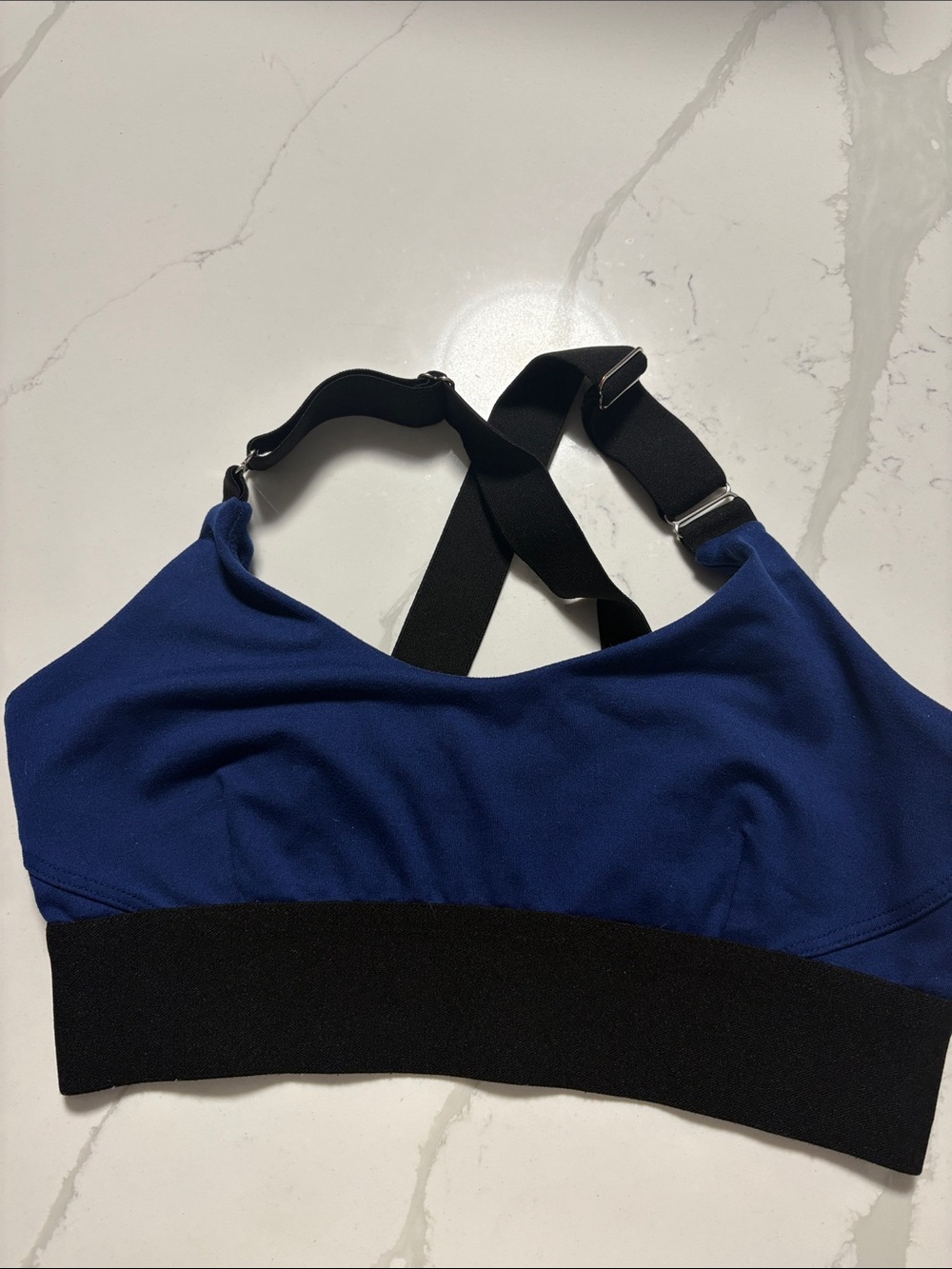 Bombshell Sportswear Blue and Black Adjustable Sports Bralette